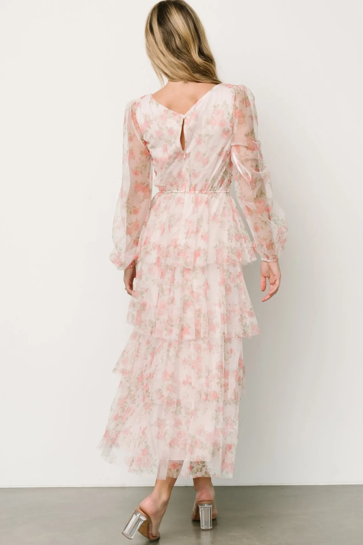 Clearance Baltic Born Carolina Tulle Tiered Maxi Dress | Blush Floral BlushFloral