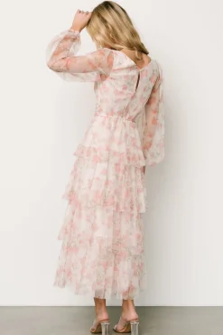 Clearance Baltic Born Carolina Tulle Tiered Maxi Dress | Blush Floral BlushFloral
