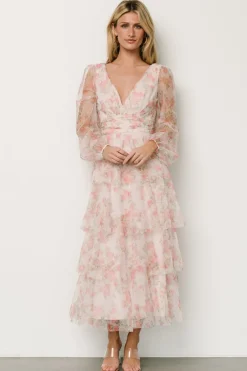 Clearance Baltic Born Carolina Tulle Tiered Maxi Dress | Blush Floral BlushFloral