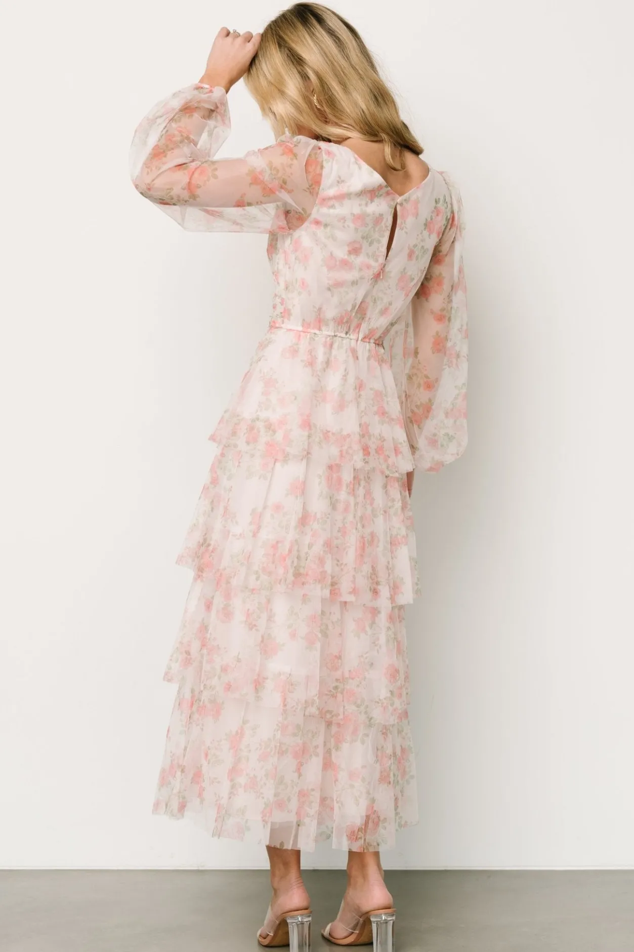 Clearance Baltic Born Carolina Tulle Tiered Maxi Dress | Blush Floral BlushFloral