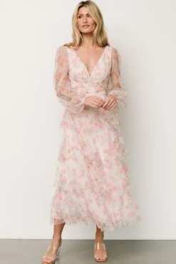 Clearance Baltic Born Carolina Tulle Tiered Maxi Dress | Blush Floral BlushFloral