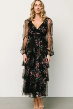 Discount Baltic Born Carolina Tulle Tiered Maxi Dress | Black Floral BlackFloral