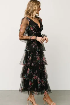 Discount Baltic Born Carolina Tulle Tiered Maxi Dress | Black Floral BlackFloral