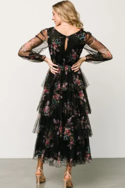 Discount Baltic Born Carolina Tulle Tiered Maxi Dress | Black Floral BlackFloral