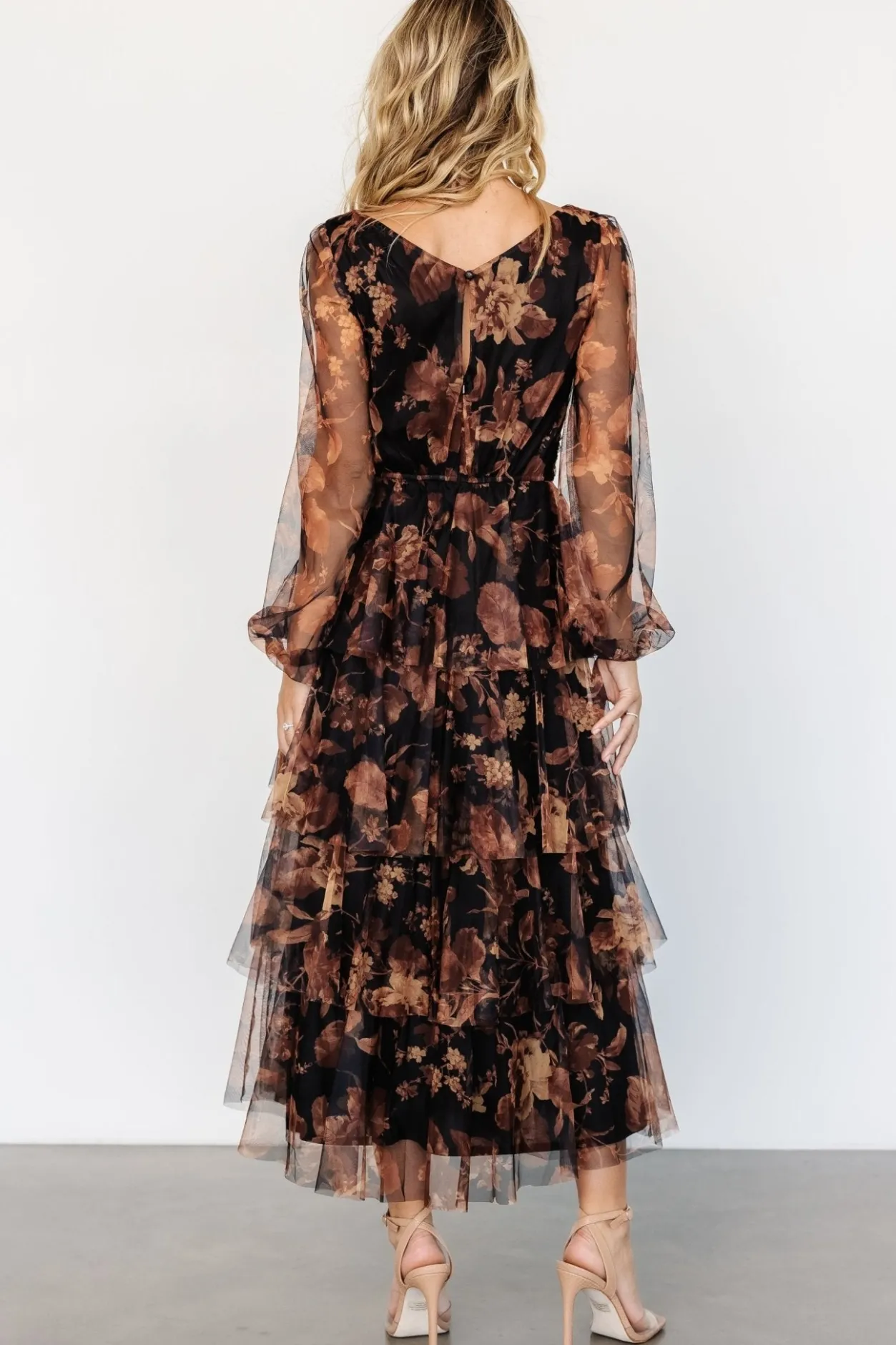 Discount Baltic Born Carolina Tulle Tiered Maxi Dress | Caramel Floral CaramelFloral