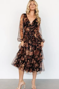 Discount Baltic Born Carolina Tulle Tiered Maxi Dress | Caramel Floral CaramelFloral