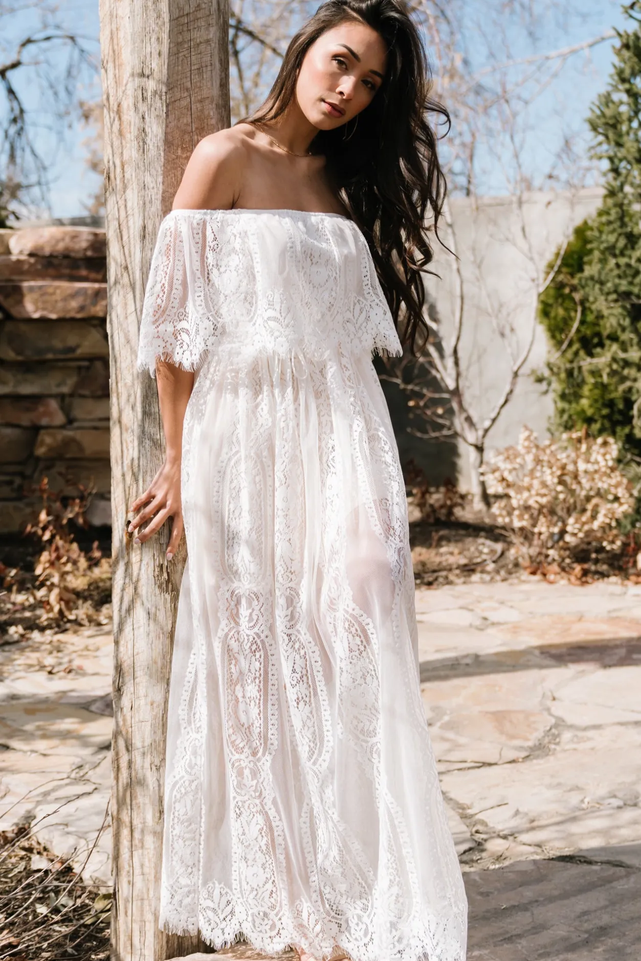 New Baltic Born Caroline Lace Maxi Dress | Off White OffWhite