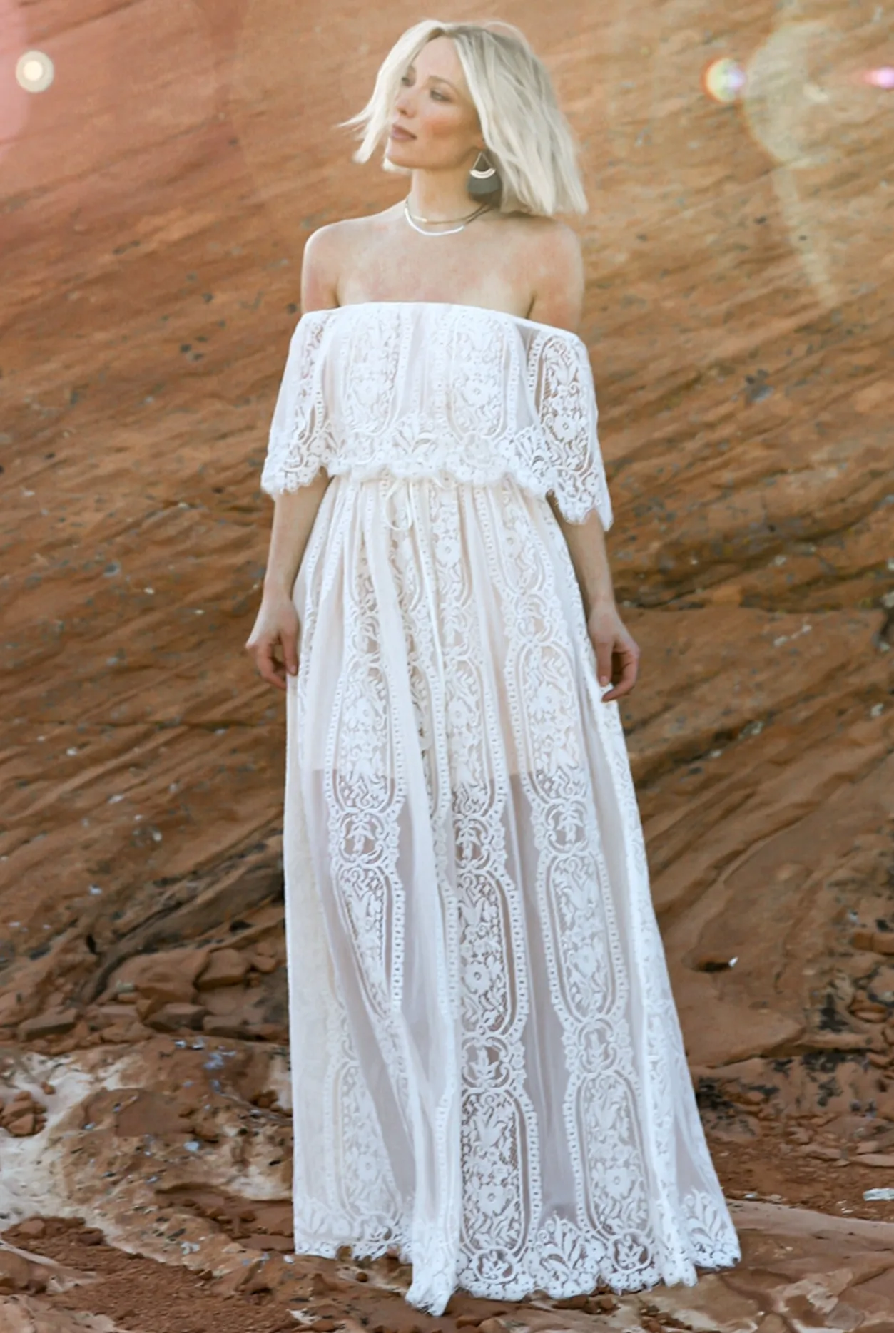 New Baltic Born Caroline Lace Maxi Dress | Off White OffWhite