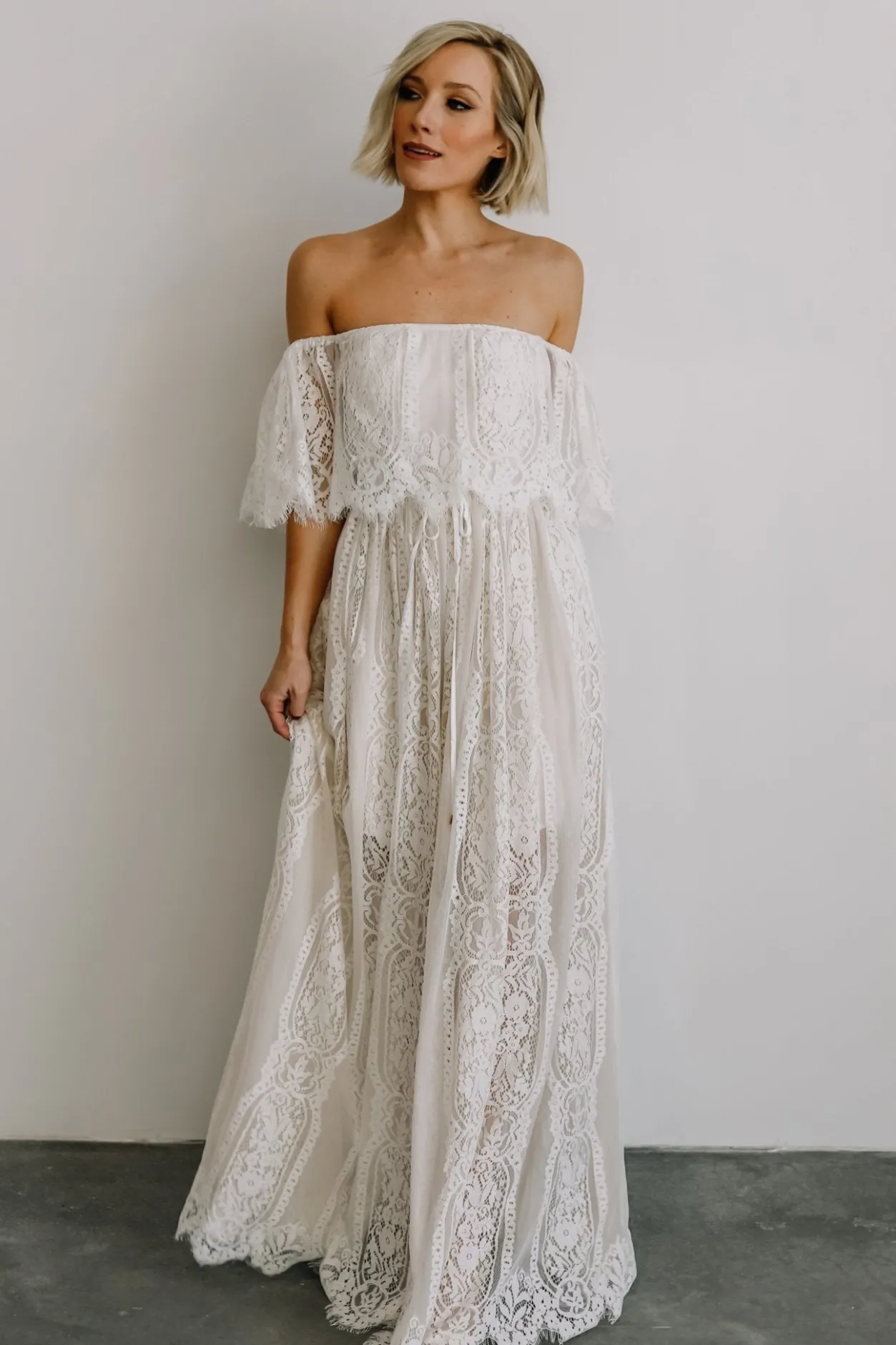 New Baltic Born Caroline Lace Maxi Dress | Off White OffWhite