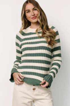 Best Baltic Born Carrie Striped Sweater | Teal + Ivory Teal+Ivory