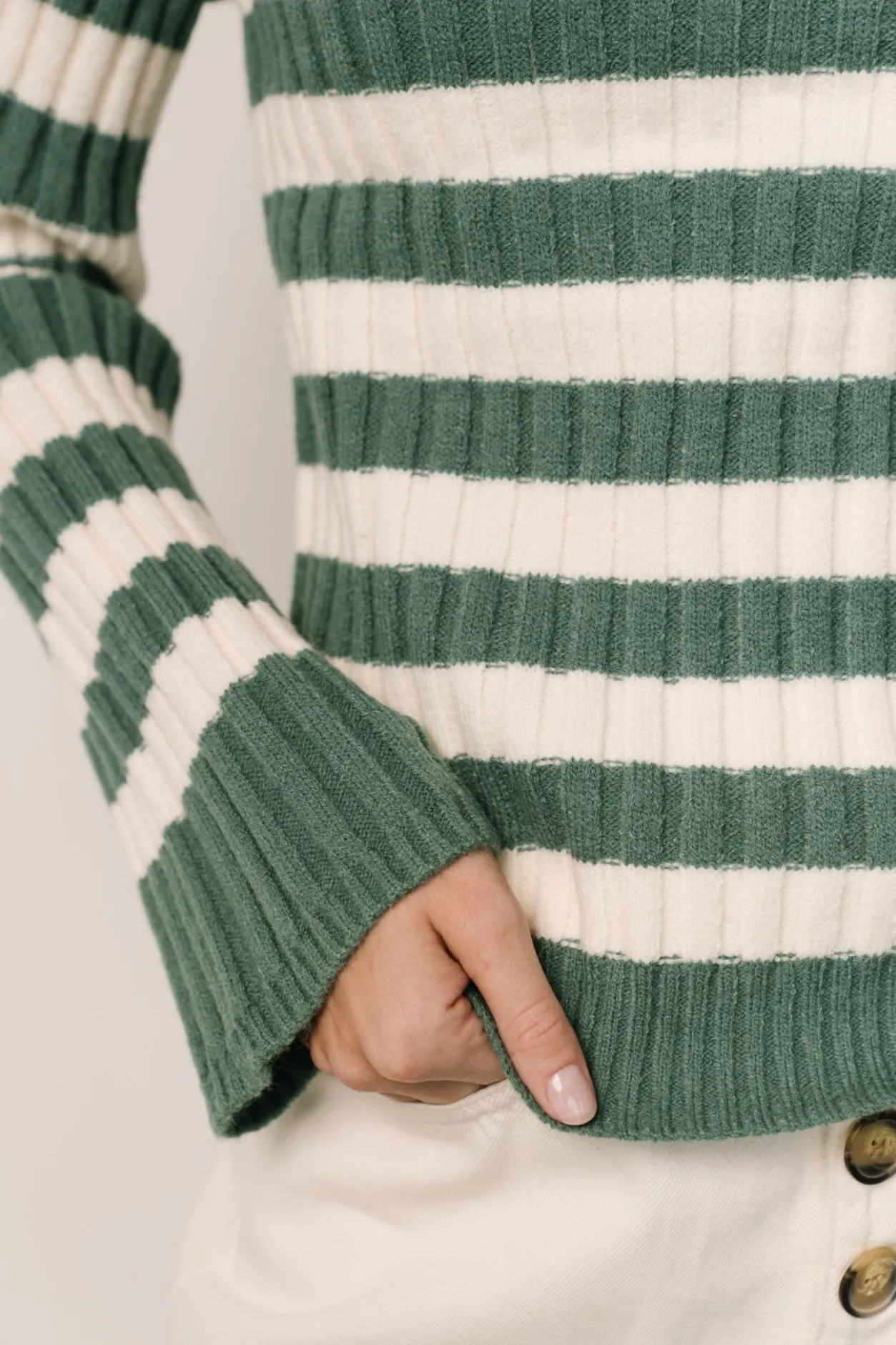 Best Baltic Born Carrie Striped Sweater | Teal + Ivory Teal+Ivory