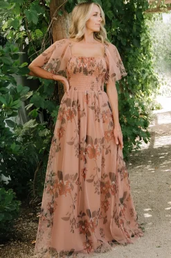 Fashion Baltic Born Cassandra Tulle Maxi Dress | Copper Floral CopperFloral