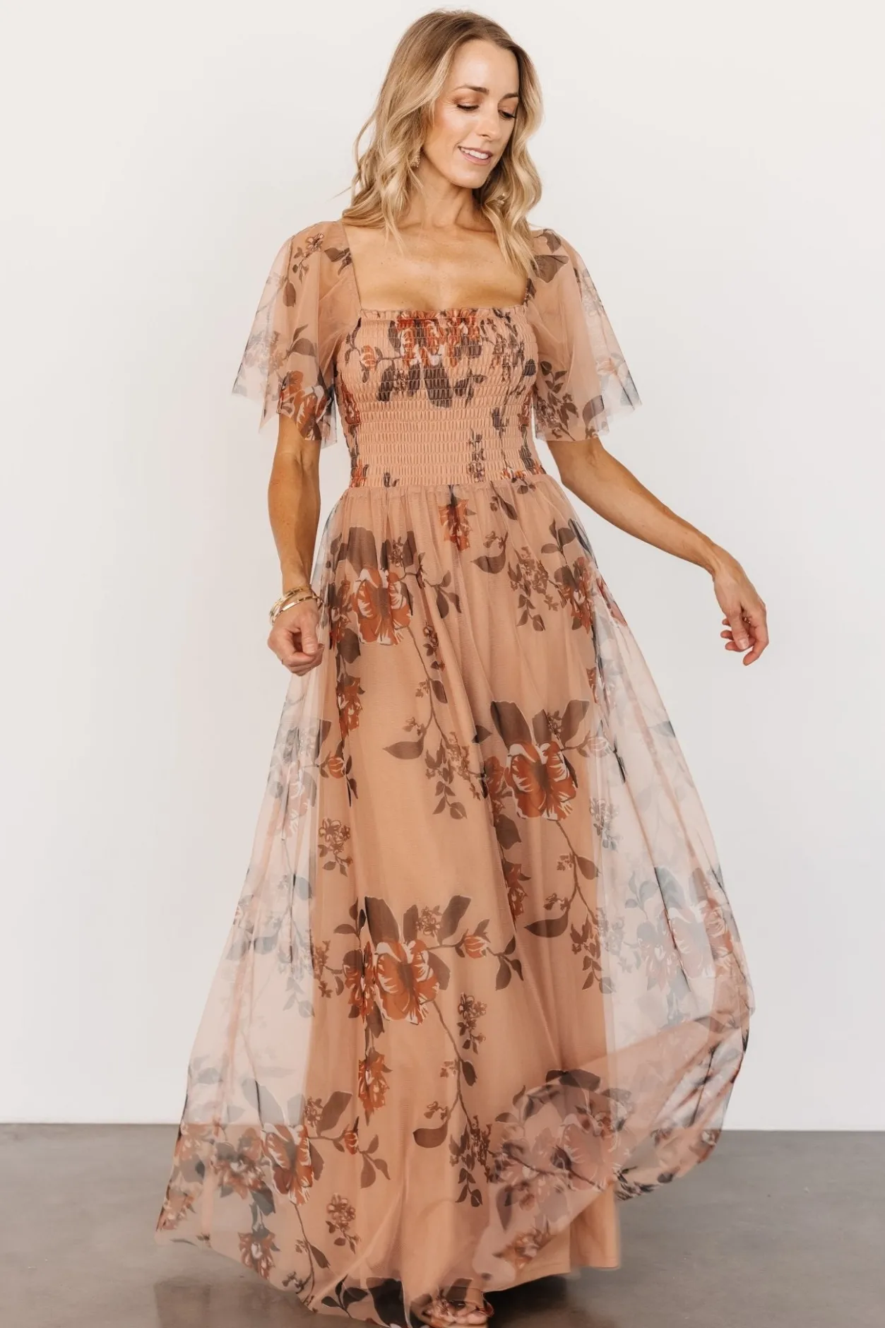 Fashion Baltic Born Cassandra Tulle Maxi Dress | Copper Floral CopperFloral
