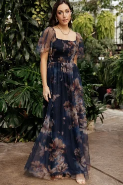 Best Baltic Born Cassandra Tulle Maxi Dress | Dark Blue Floral DarkBlueFloral