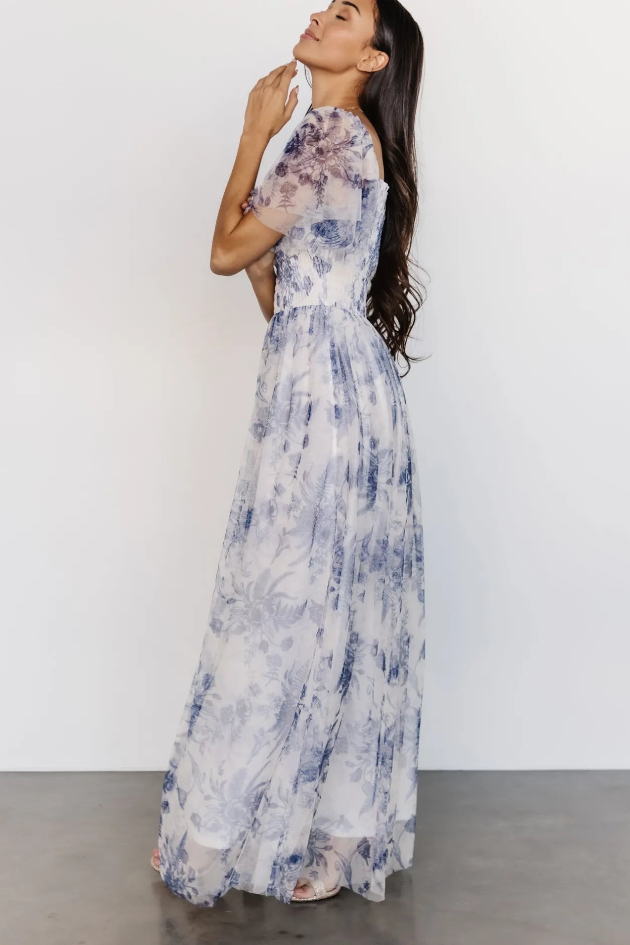 Online Baltic Born Cassandra Tulle Maxi Dress | Blue + White Floral Blue+WhiteFloral