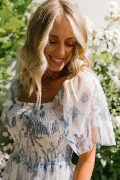Online Baltic Born Cassandra Tulle Maxi Dress | Blue + White Floral Blue+WhiteFloral