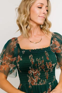 Hot Baltic Born Cassandra Tulle Maxi Dress | Green + Bronze Floral Green+BronzeFloral