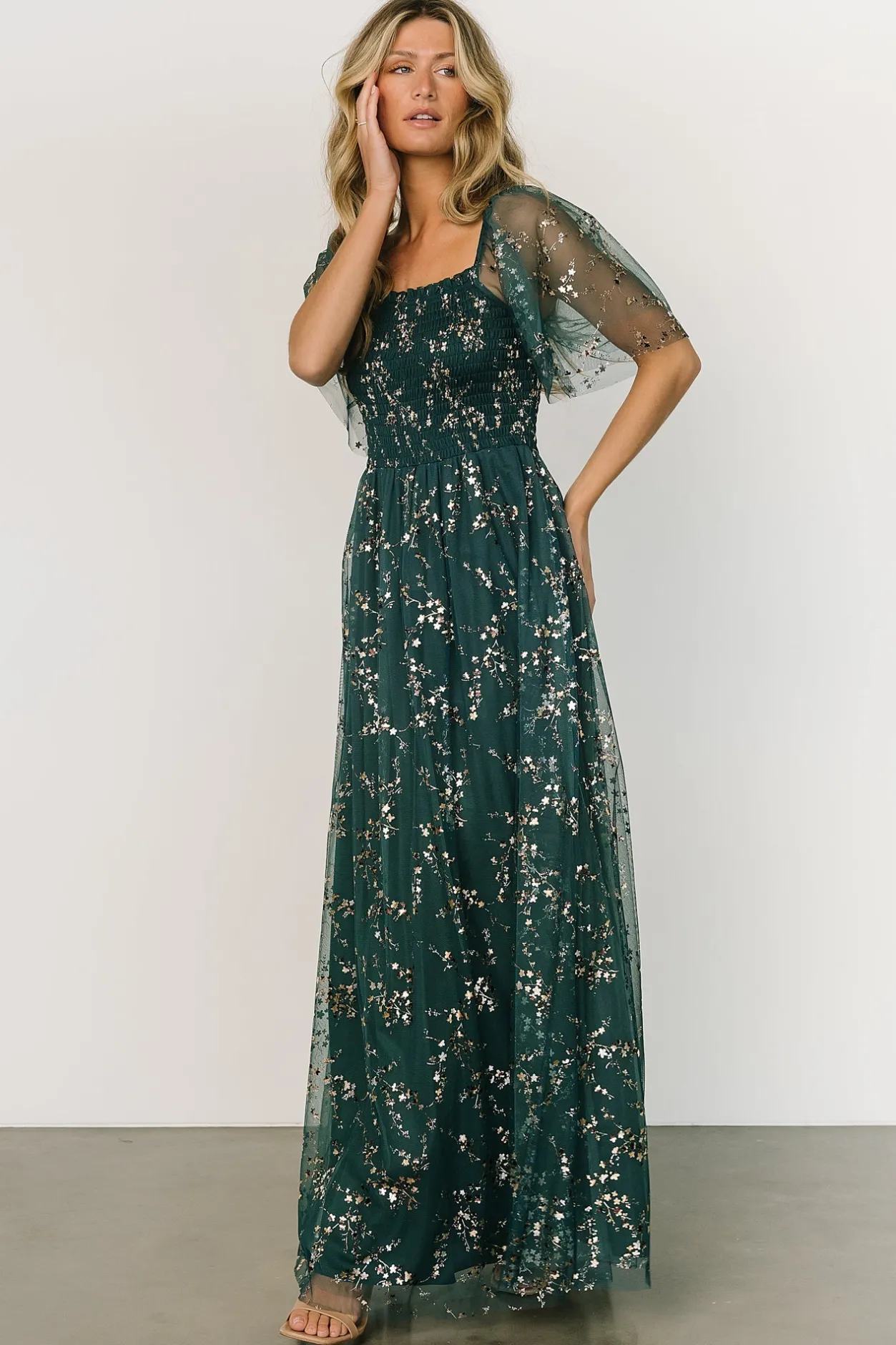 Fashion Baltic Born Cassandra Tulle Maxi Dress | Green + Gold Green+Gold