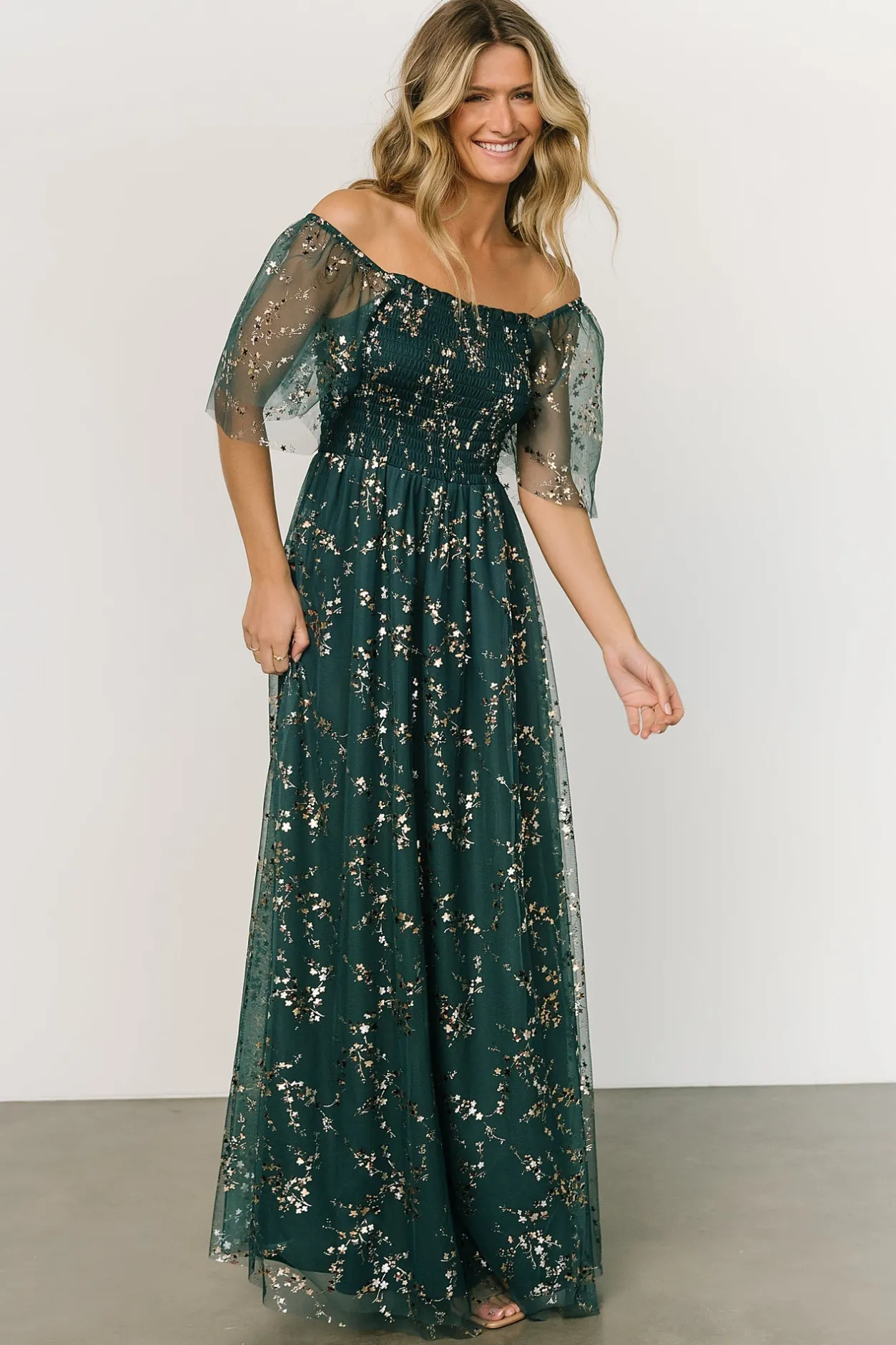 Fashion Baltic Born Cassandra Tulle Maxi Dress | Green + Gold Green+Gold
