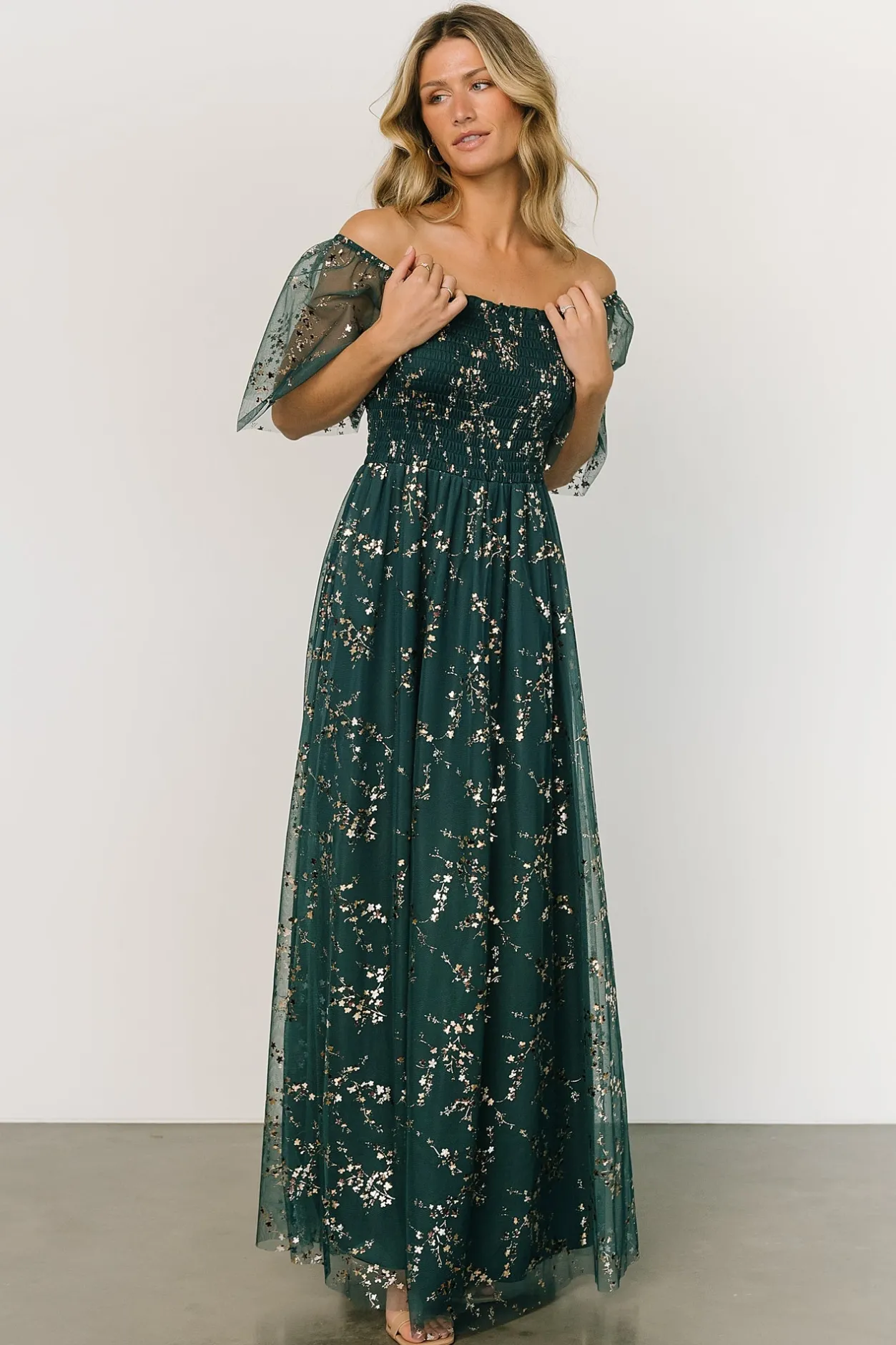 Fashion Baltic Born Cassandra Tulle Maxi Dress | Green + Gold Green+Gold