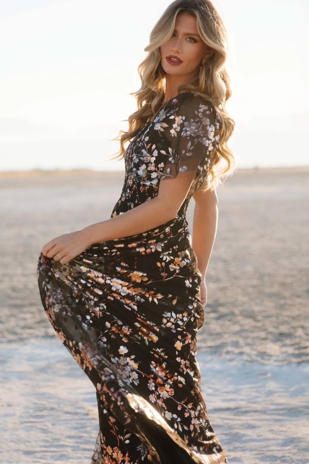 Online Baltic Born Cassandra Tulle Maxi Dress | Black Blossom BlackBlossom