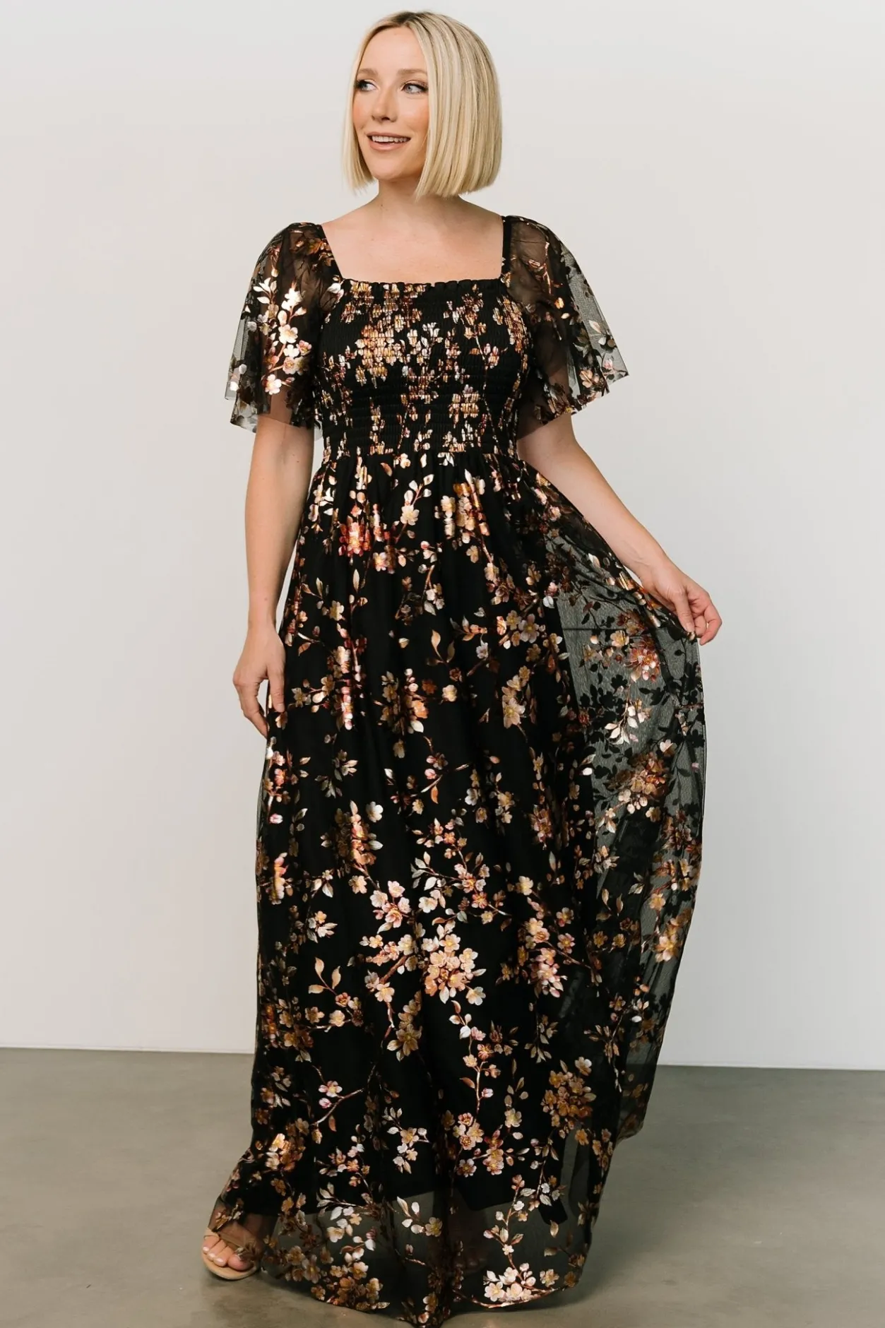 Online Baltic Born Cassandra Tulle Maxi Dress | Black Blossom BlackBlossom