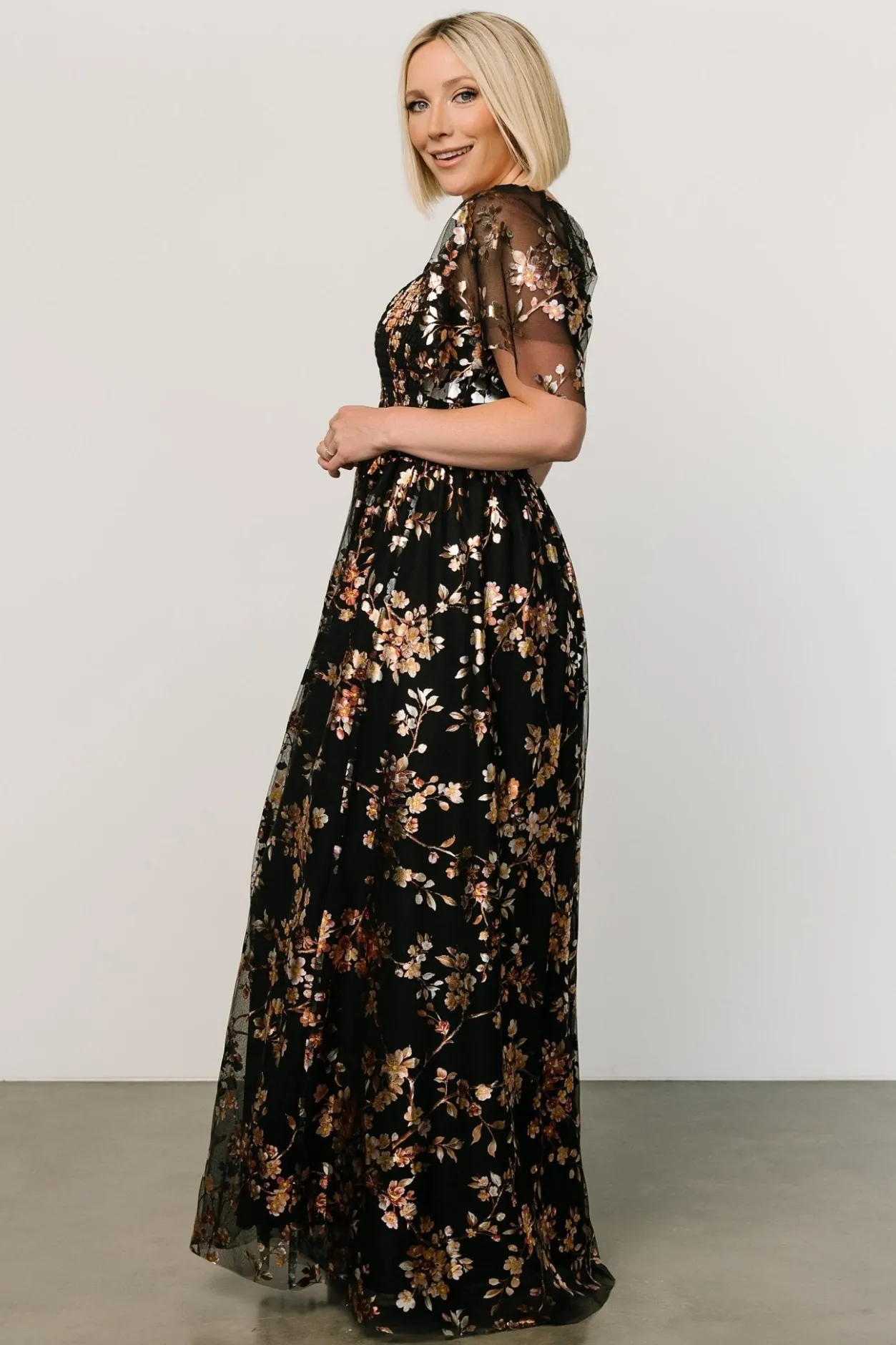 Online Baltic Born Cassandra Tulle Maxi Dress | Black Blossom BlackBlossom