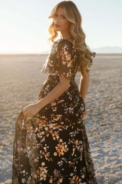 Online Baltic Born Cassandra Tulle Maxi Dress | Black Blossom BlackBlossom