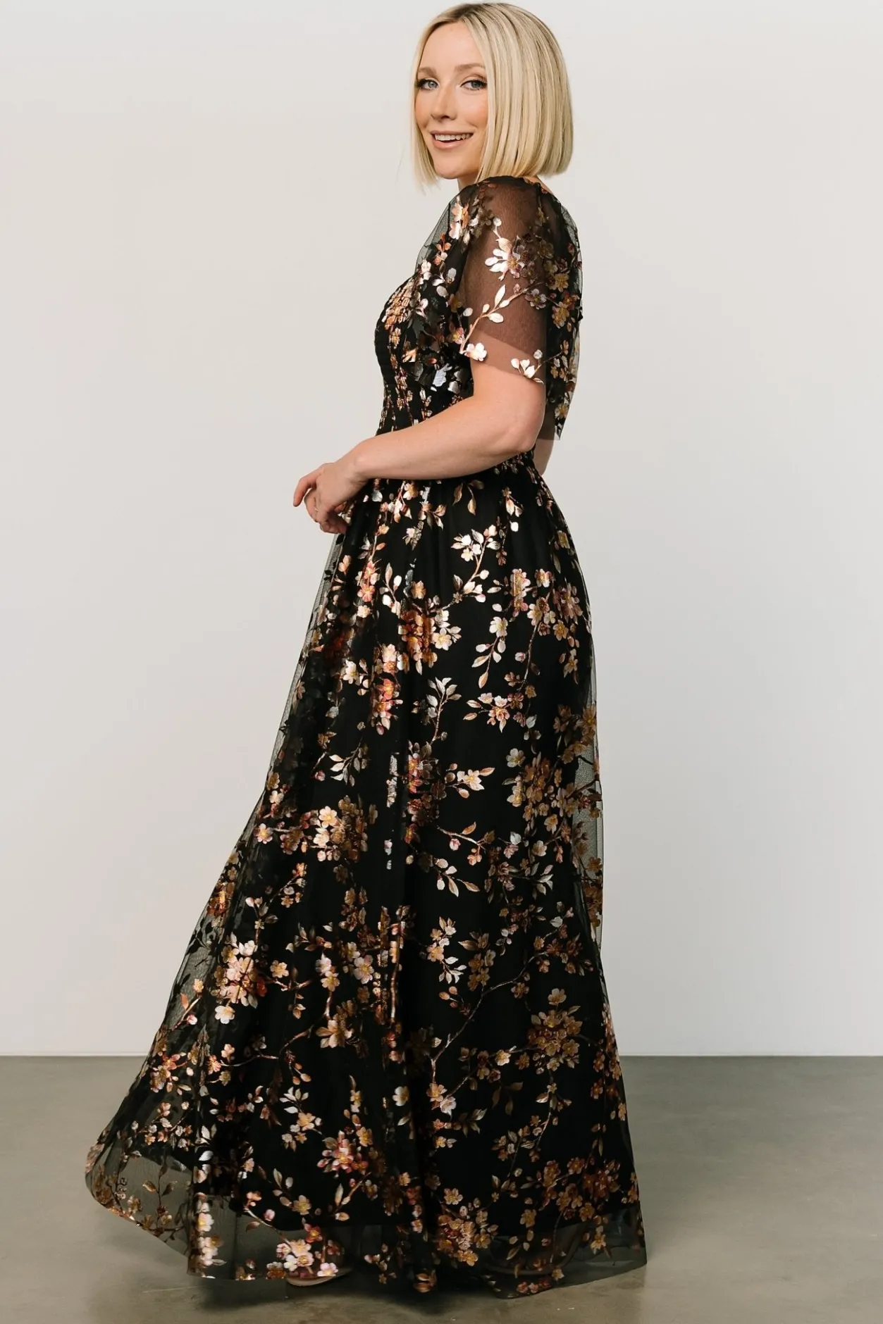 Online Baltic Born Cassandra Tulle Maxi Dress | Black Blossom BlackBlossom