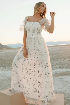 Clearance Baltic Born Cassandra Tulle Maxi Dress | Metallic White MetallicWhite