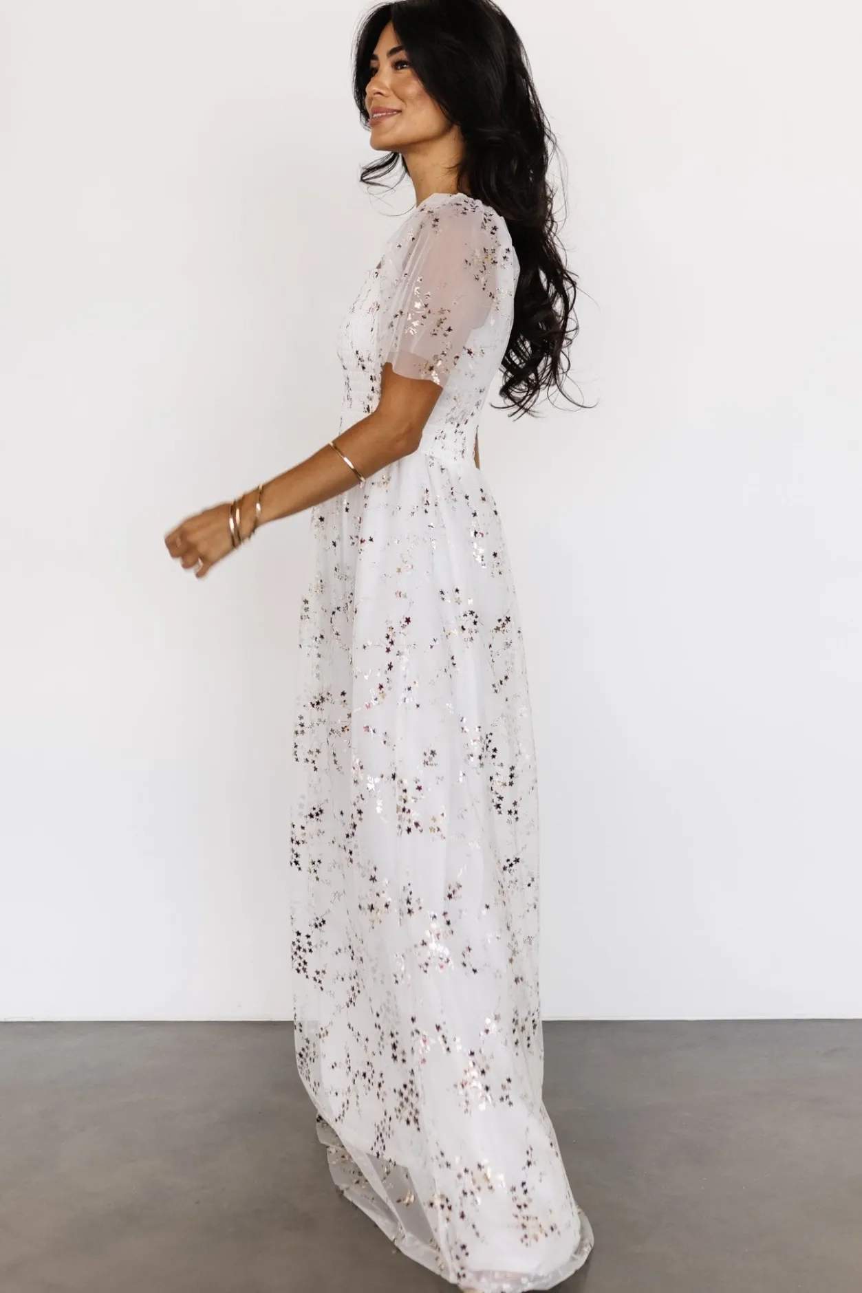 Clearance Baltic Born Cassandra Tulle Maxi Dress | Metallic White MetallicWhite