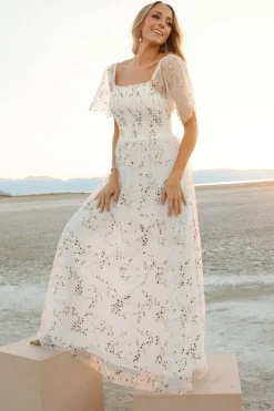 Clearance Baltic Born Cassandra Tulle Maxi Dress | Metallic White MetallicWhite