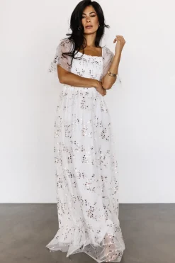 Clearance Baltic Born Cassandra Tulle Maxi Dress | Metallic White MetallicWhite