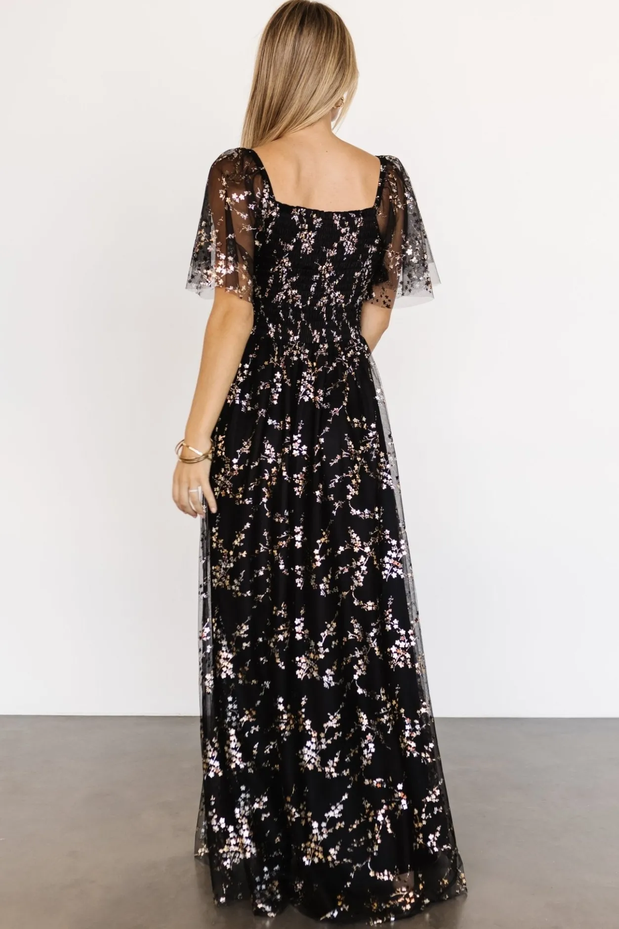 Clearance Baltic Born Cassandra Tulle Maxi Dress | Metallic Black MetallicBlack
