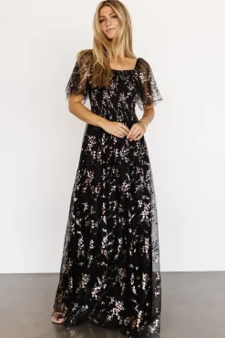 Clearance Baltic Born Cassandra Tulle Maxi Dress | Metallic Black MetallicBlack