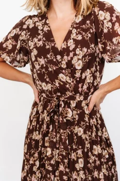 Sale Baltic Born Cassidy Pleated Midi Dress | Brown Floral BrownFloral