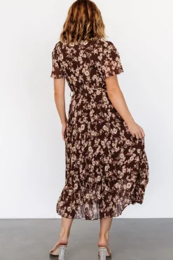 Sale Baltic Born Cassidy Pleated Midi Dress | Brown Floral BrownFloral