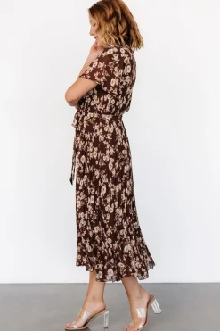 Sale Baltic Born Cassidy Pleated Midi Dress | Brown Floral BrownFloral