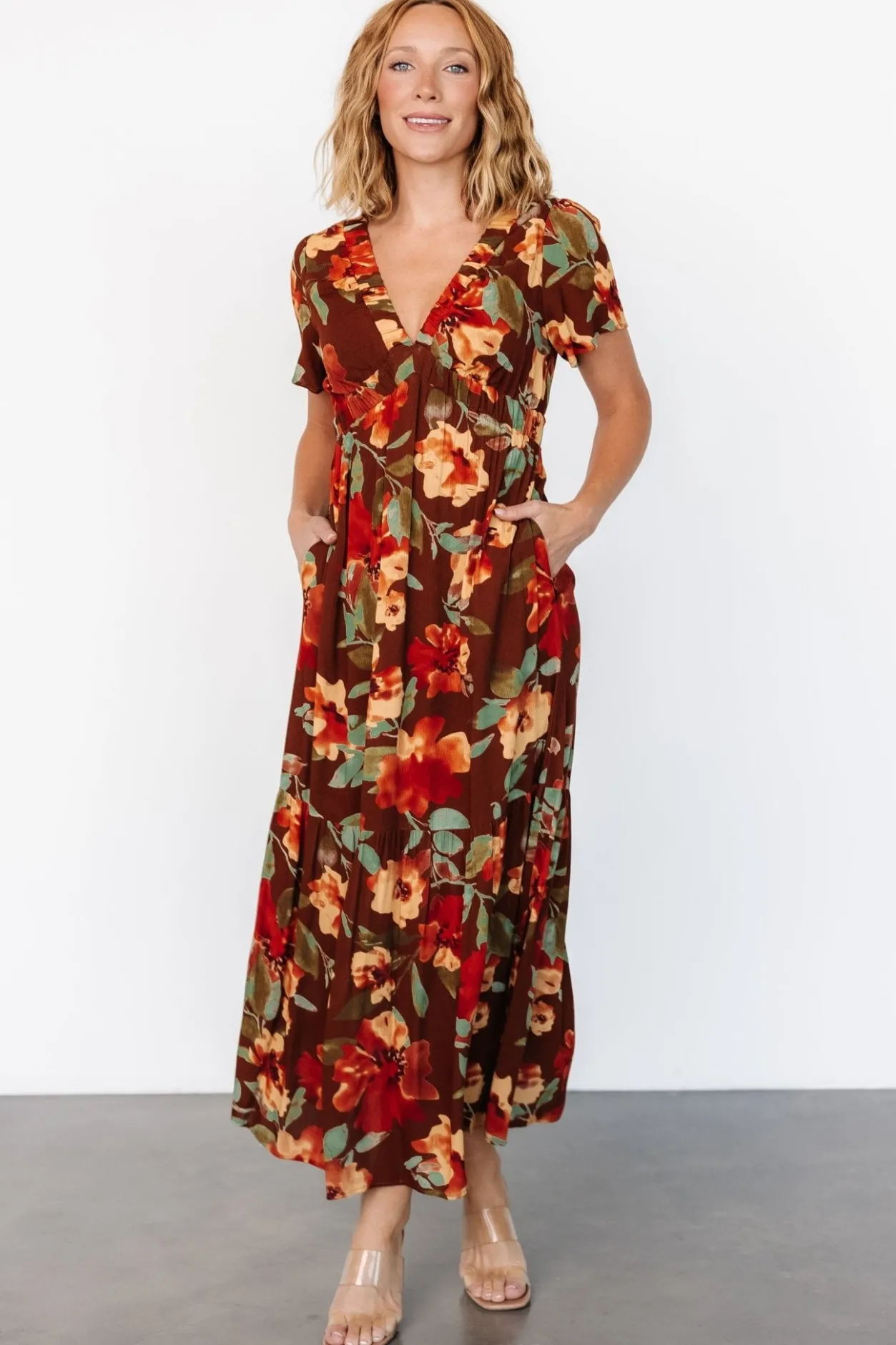 Hot Baltic Born Cassie Short Sleeve Dress | Copper Floral CopperFloral
