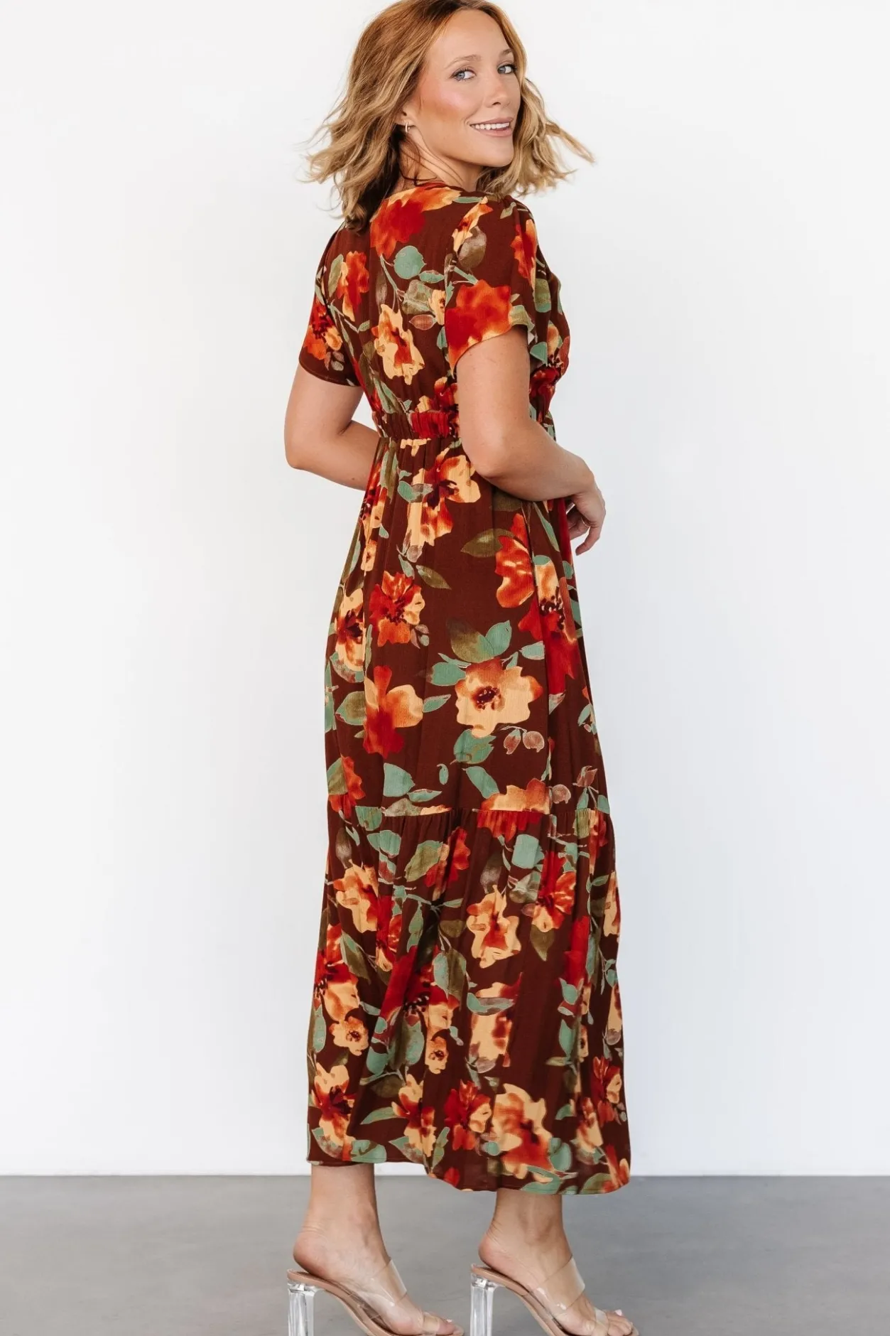 Hot Baltic Born Cassie Short Sleeve Dress | Copper Floral CopperFloral