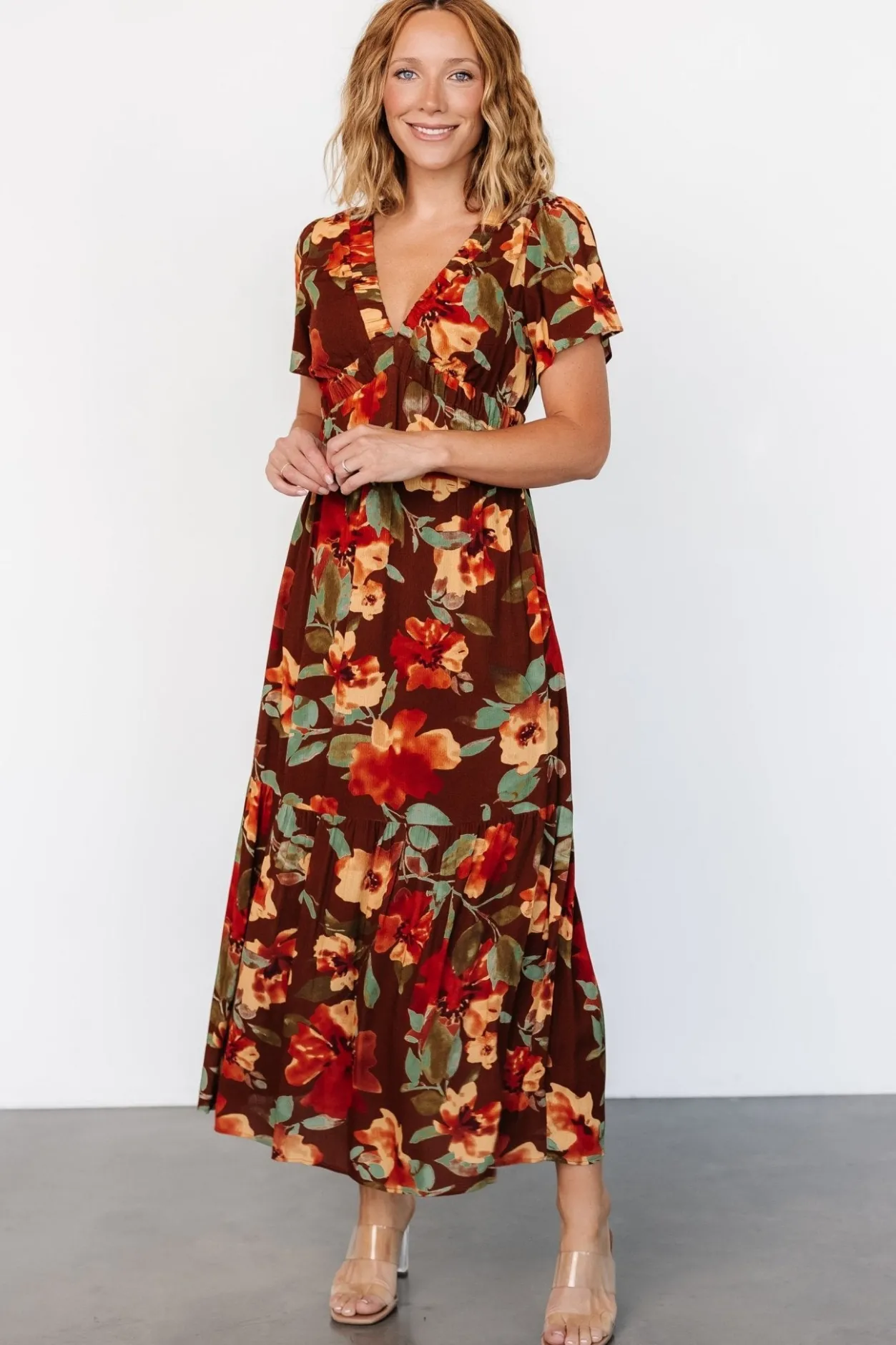 Hot Baltic Born Cassie Short Sleeve Dress | Copper Floral CopperFloral