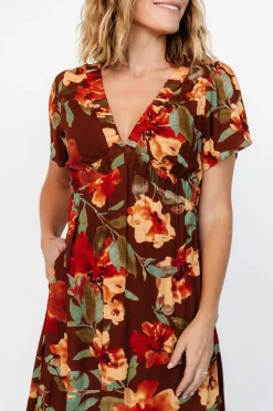 Hot Baltic Born Cassie Short Sleeve Dress | Copper Floral CopperFloral