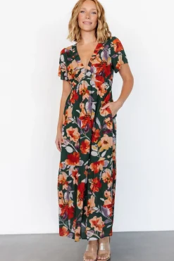 Hot Baltic Born Cassie Short Sleeve Dress | Dark Green Floral DarkGreenFloral