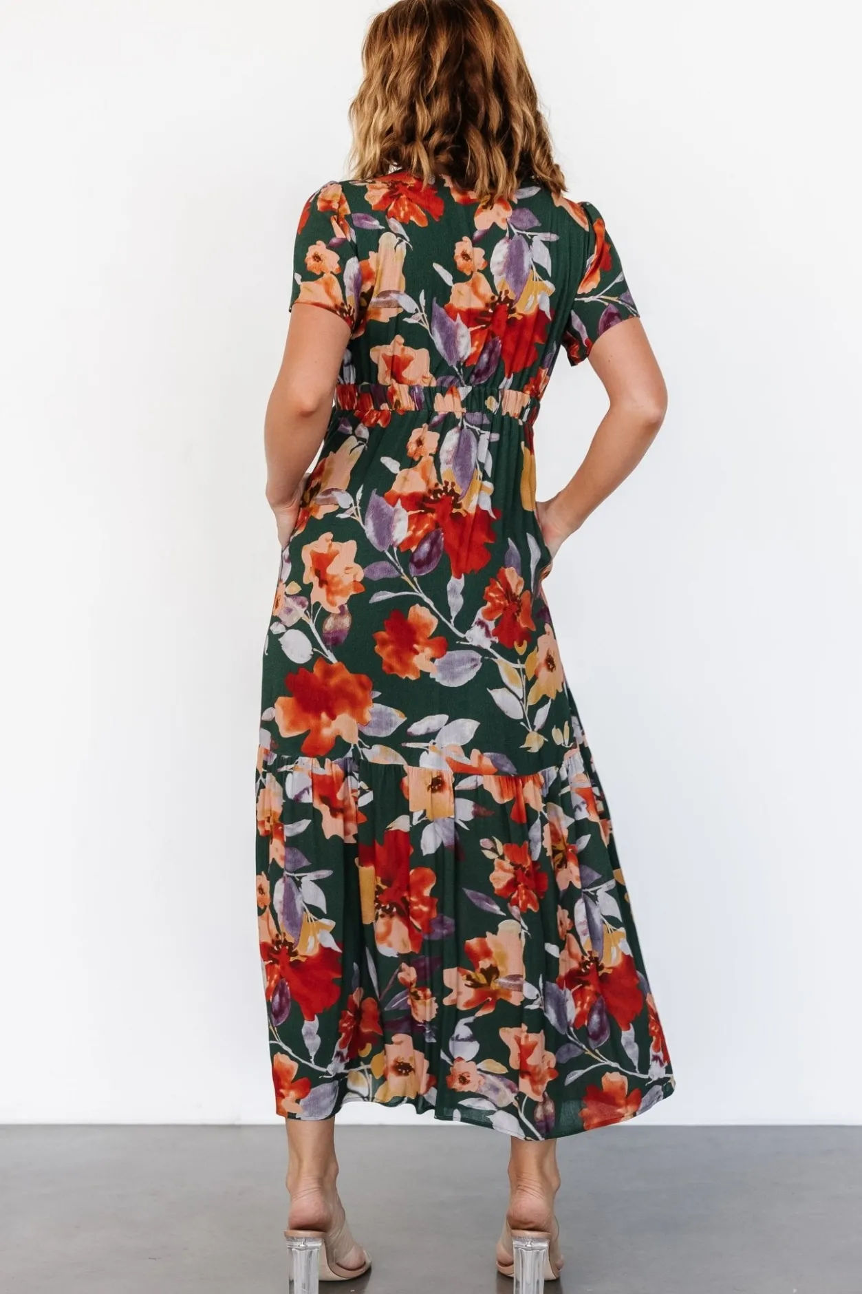 Hot Baltic Born Cassie Short Sleeve Dress | Dark Green Floral DarkGreenFloral