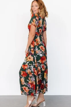 Hot Baltic Born Cassie Short Sleeve Dress | Dark Green Floral DarkGreenFloral
