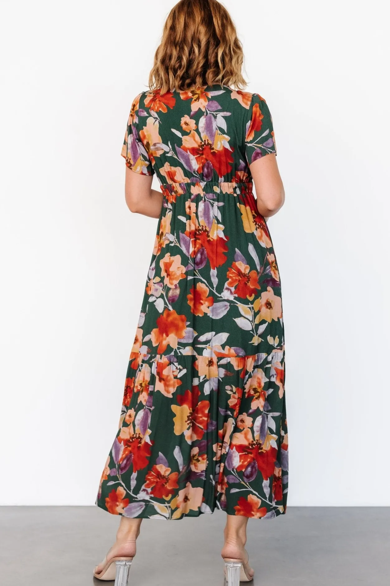 Hot Baltic Born Cassie Short Sleeve Dress | Dark Green Floral DarkGreenFloral