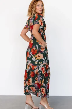 Hot Baltic Born Cassie Short Sleeve Dress | Dark Green Floral DarkGreenFloral
