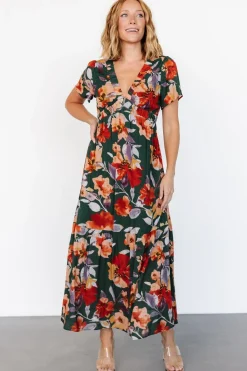 Hot Baltic Born Cassie Short Sleeve Dress | Dark Green Floral DarkGreenFloral