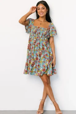 New Baltic Born Cassiopeia Back Tie Mini Dress | Light Blue Multi LightBlueMulti