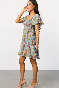 New Baltic Born Cassiopeia Back Tie Mini Dress | Light Blue Multi LightBlueMulti